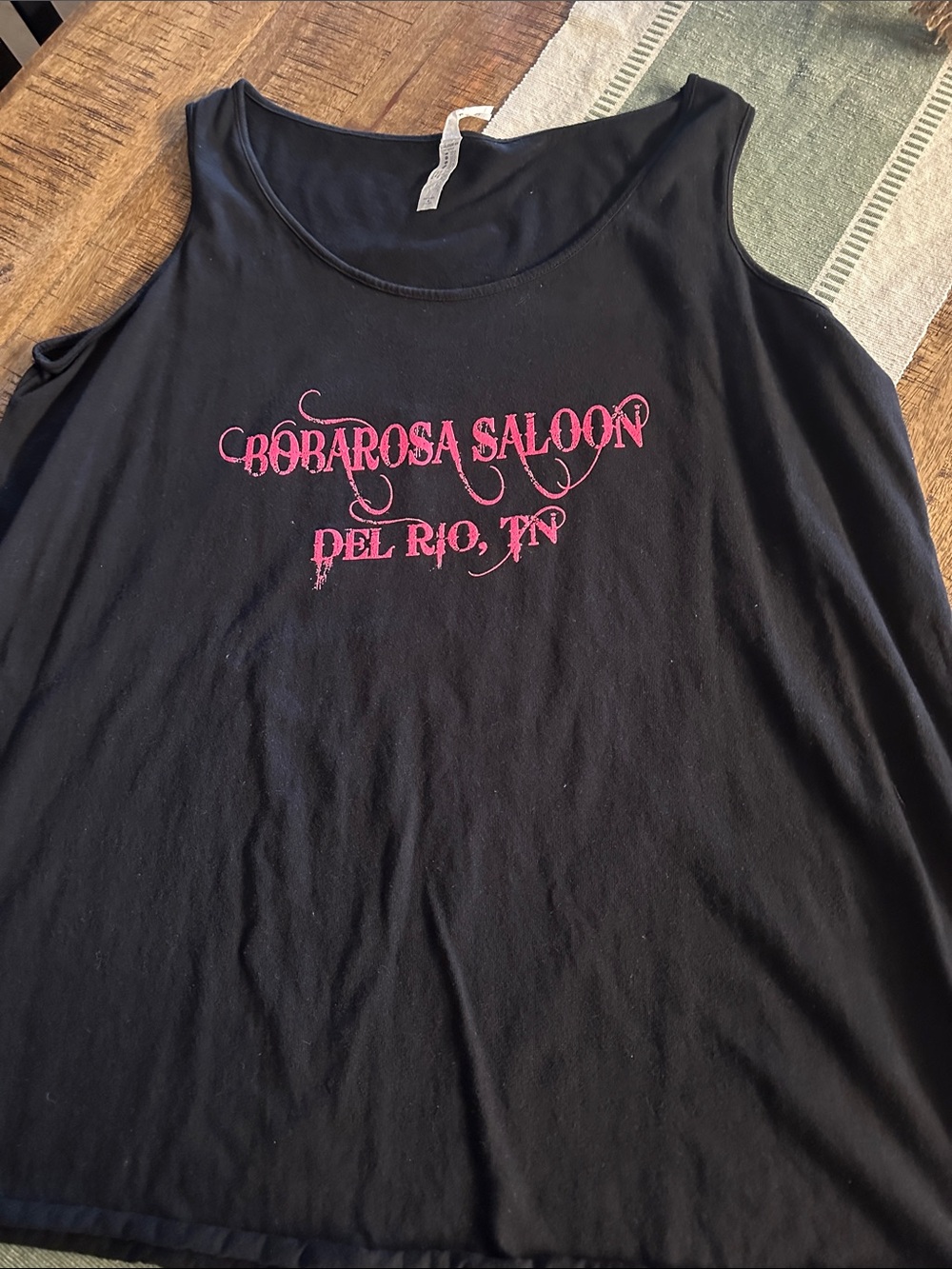 Black Women's Tank Top with Pink 'Bararosa Saloon' Graphic
